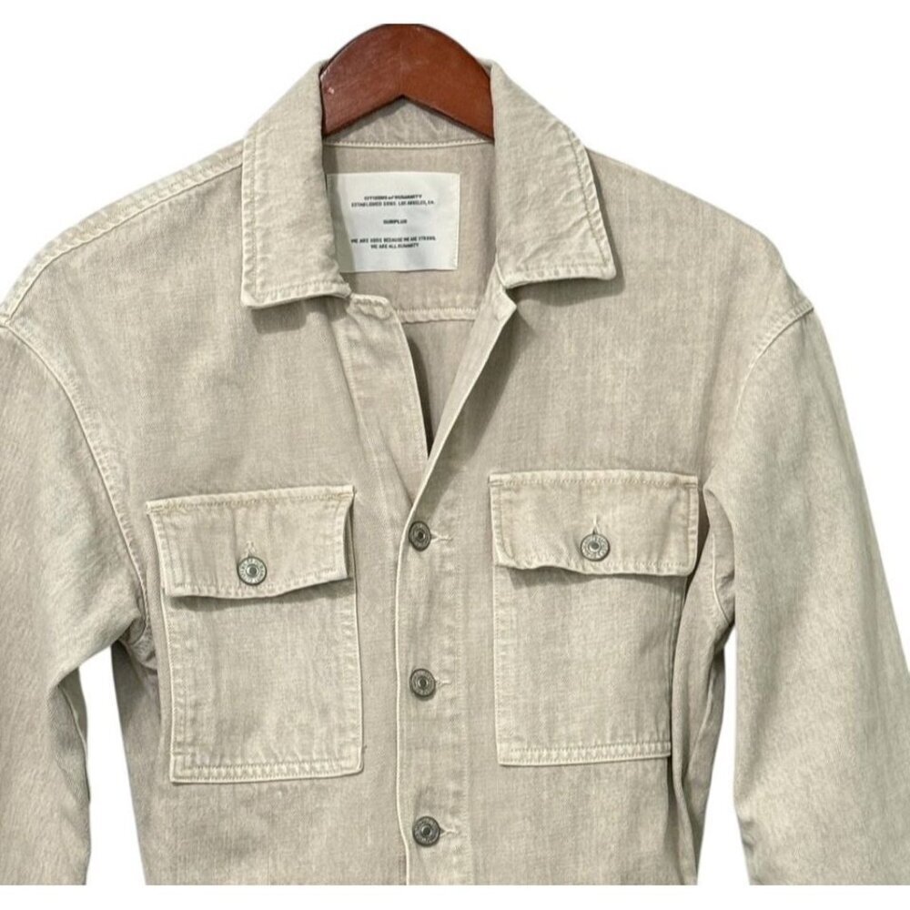 Citizens of Humanity Denim Jumpsuit Sandy Beige Button Down Long Sleeve Size S - Picture 4 of 14